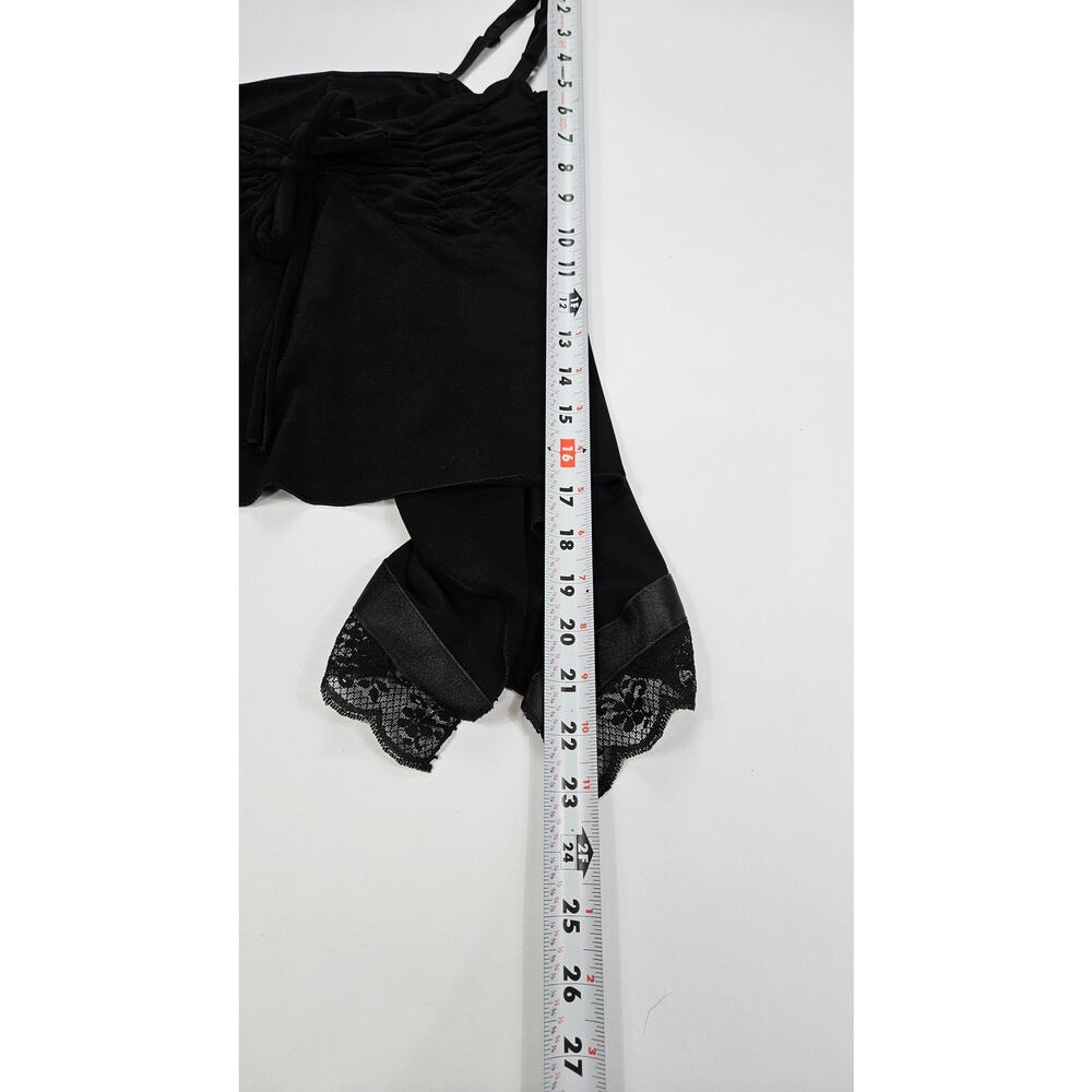 Y2k Euro Asymmetrical Cami Top Black Lacey - Small - Picture 5 of 5